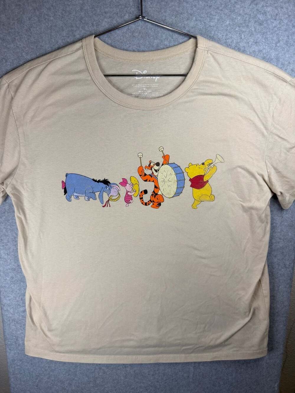 Disney Winnie the Pooh Eeyore Piglet Tigger Graphic Tan T-Shirt XL